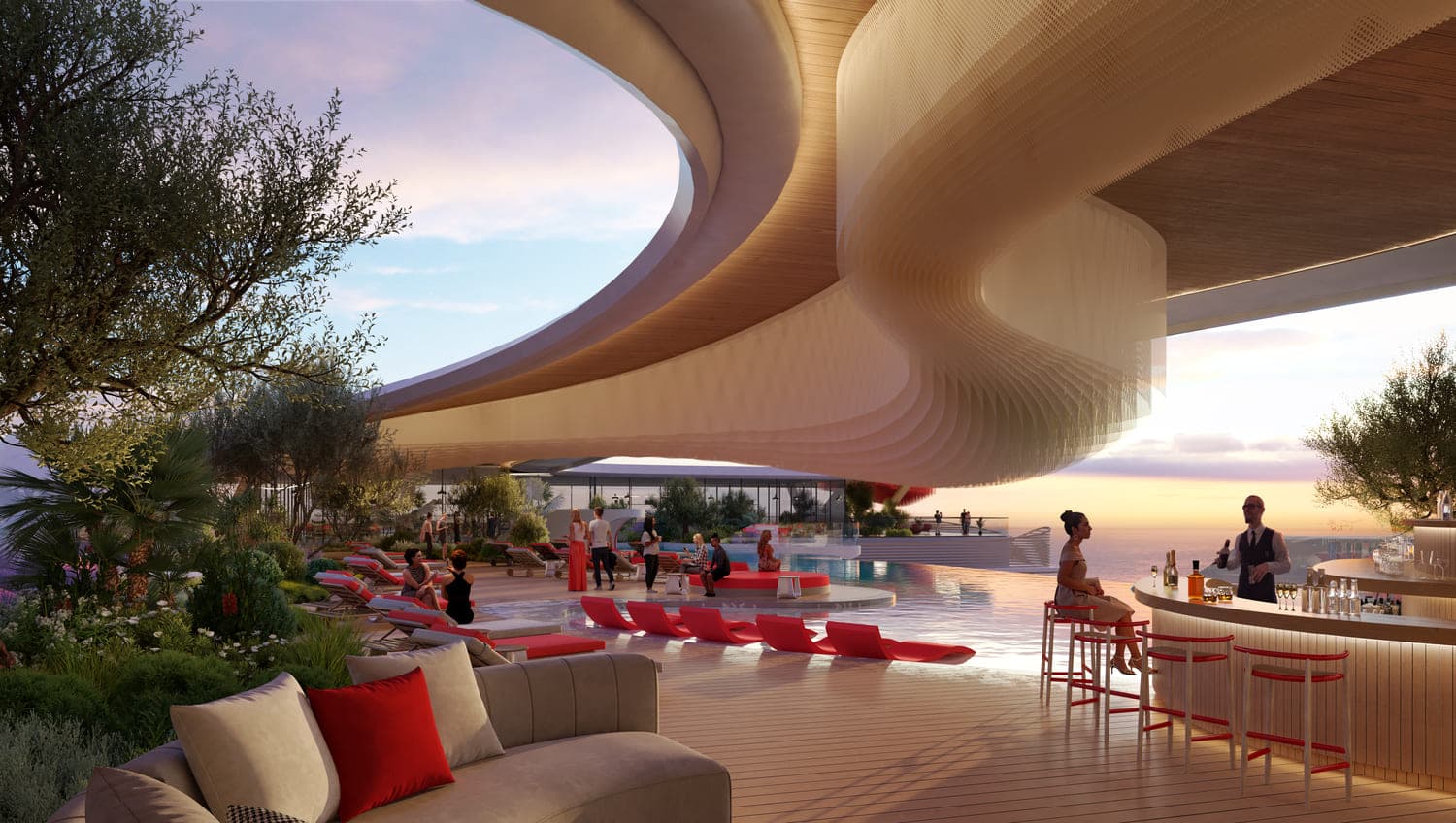 Two-Level Outdoor Bar With Upper Deck